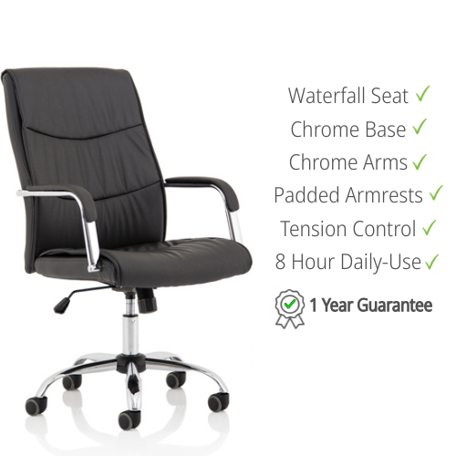 Carter high back office chair in black faux leather with chrome base